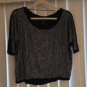 INC International Concepts Black and Silver Blouse